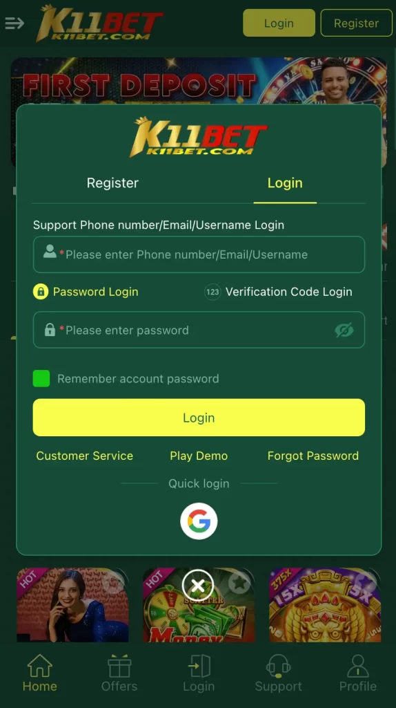 Sport betting login